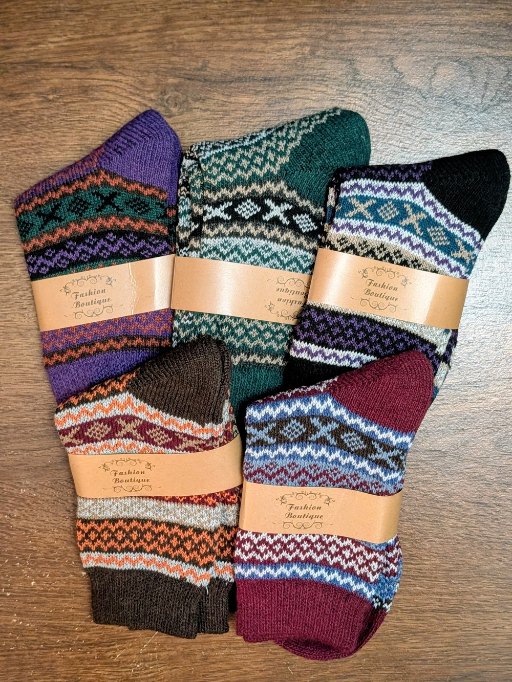 Men's Patterned Crew Socks - Assorted Colors